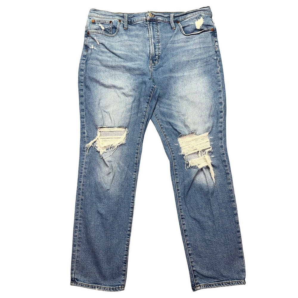 Madewell Perfect Vintage Jeans Distressed‎ Ripped Denim Women's Sz 33T Fits 39"
